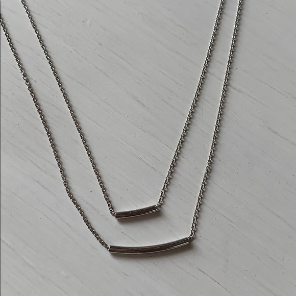 Necklace.  Silver double bar - Picture 1 of 4